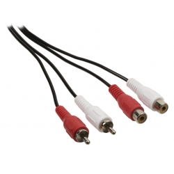 Câble 2m rallonge audio stéréo 2x RCA mâles - 2x RCA femelles 