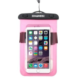 HAWEEL Transparent Universal Waterproof Bag for iPhone, Samsung Pink