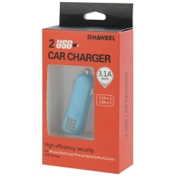 Haweel Dual USB Chargeur voiture Iphone, Samsung bleu