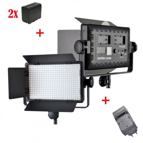 Godox Kit Led500 White Led Panel + 2xNP-F970 + Chargeur