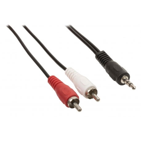 Câble 3m adaptateur audio Jack 3,5 mm stéréo mâle vers 2x RCA mâles 