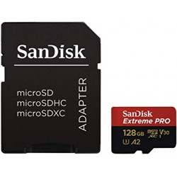 Sandisk microSDXC Extreme PRO 128 Go + Adaptater SD A2 170 Mo/s Classe 10 U3 V30
