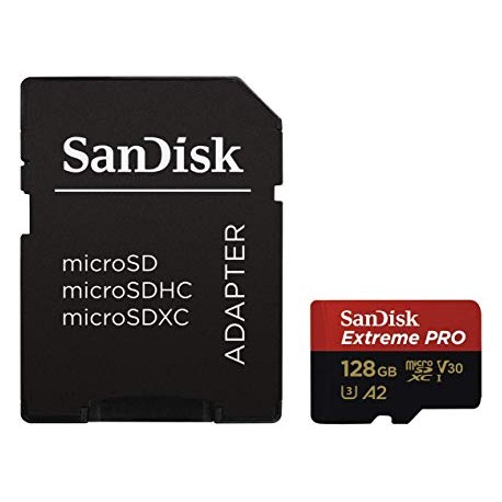 Sandisk microSDXC Extreme PRO 128 Go + Adaptater SD A2 170 Mo/s Classe 10 U3 V30