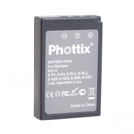 Phottix Li-on Batterie Rechargeable BLS-5 pour Olympus