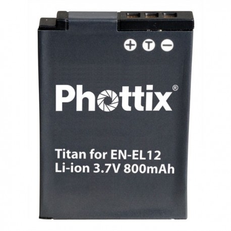 Phottix Batterie pour Nikon EN-EL12 compatible Nikon S610, S610c, S620, S630, S710, S1000pj, S70 et S640
